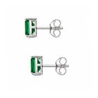 1.71 Ct.Tw.Total Carat Weight Emerald Studs Earrings, 14K White Gold Image