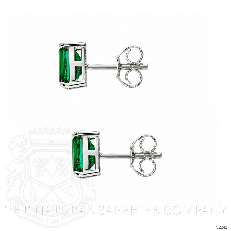 1.71 Ct.Tw. Emerald Studs Earrings, 14K White Gold