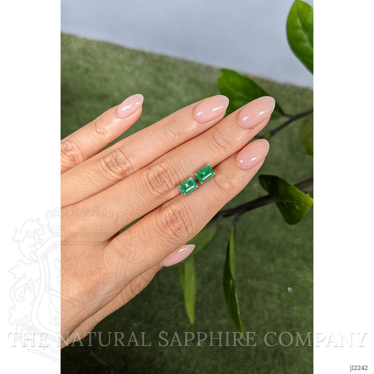 1.71 Ct.Tw. Emerald Studs Earrings, 14K White Gold