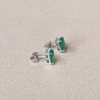 1.71 Ct.Tw.Total Carat Weight Emerald Studs Earrings, 14K White Gold Life Style