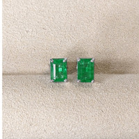 1.71 Ct.Tw.Total Carat Weight Emerald Studs Earrings, 14K White Gold Life Style