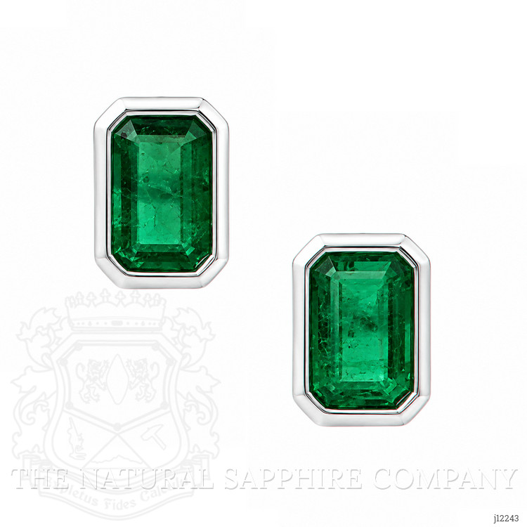 1.10 Ct.Tw. Emerald Studs Earrings, 14K White Gold