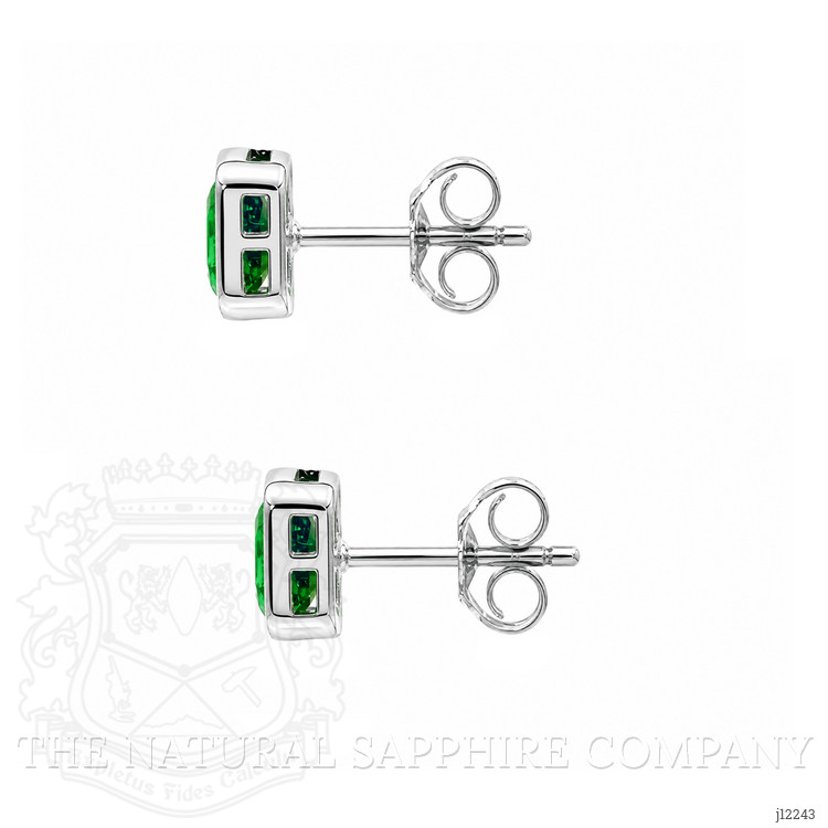 1.10 Ct.Tw. Emerald Studs Earrings, 14K White Gold