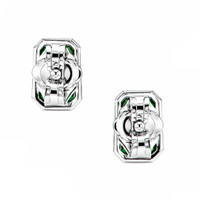 1.10&nbsp;Ct.Tw.Total Carat Weight Emerald Studs Earrings, 14K White Gold Image