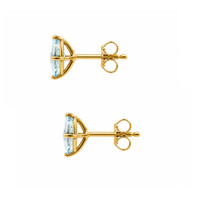 0.93&nbsp;Ct.Tw.Total Carat Weight Blue Aquamarine Studs Earrings, 18K Yellow Gold Image