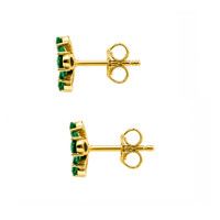 2.07 Ct.Tw.Total Carat Weight Emerald and Natural Diamond Studs Earrings, 14K Yellow Gold Image