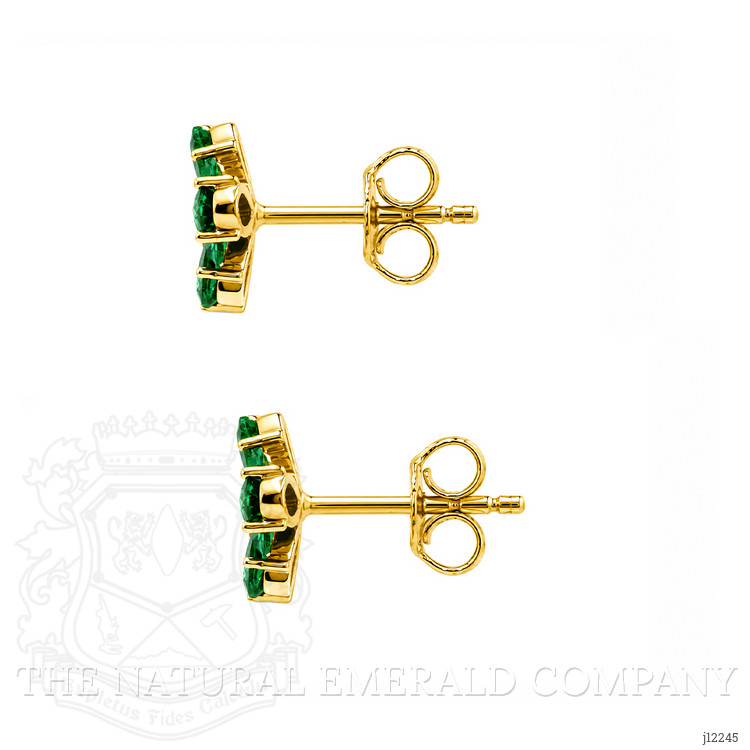 2.07 Ct.Tw. Emerald and Natural Diamond Studs Earrings, 14K Yellow Gold