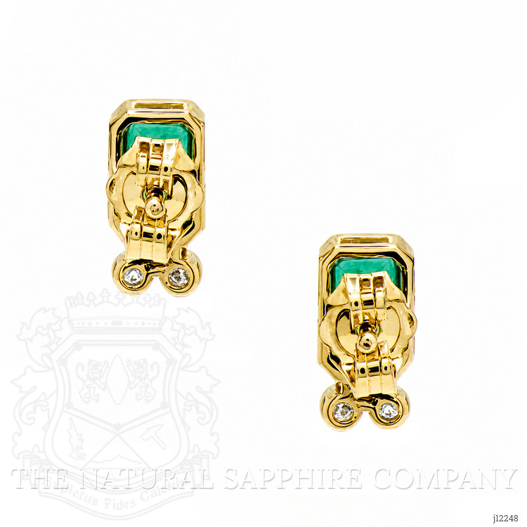 1.03 Ct.Tw. Emerald and Natural Diamond Studs Earrings, 14K Yellow Gold