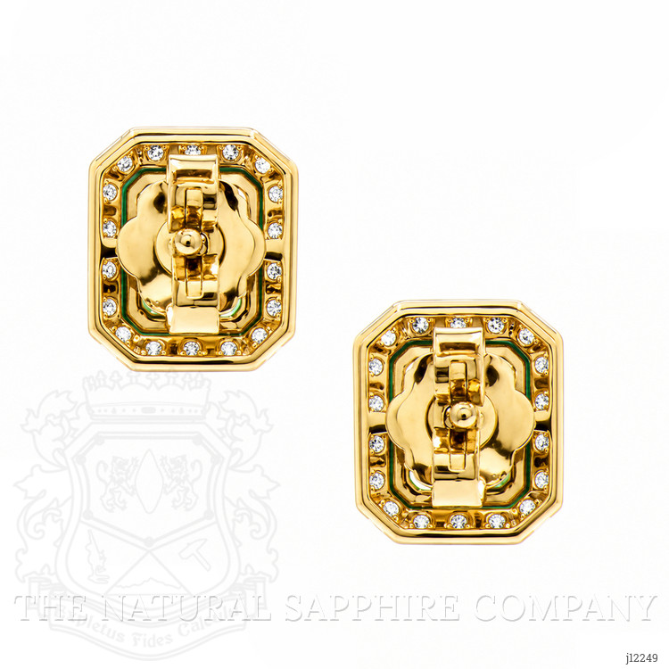 1.50 Ct.Tw. Emerald and Natural Diamond Studs Earrings, 14K Yellow Gold