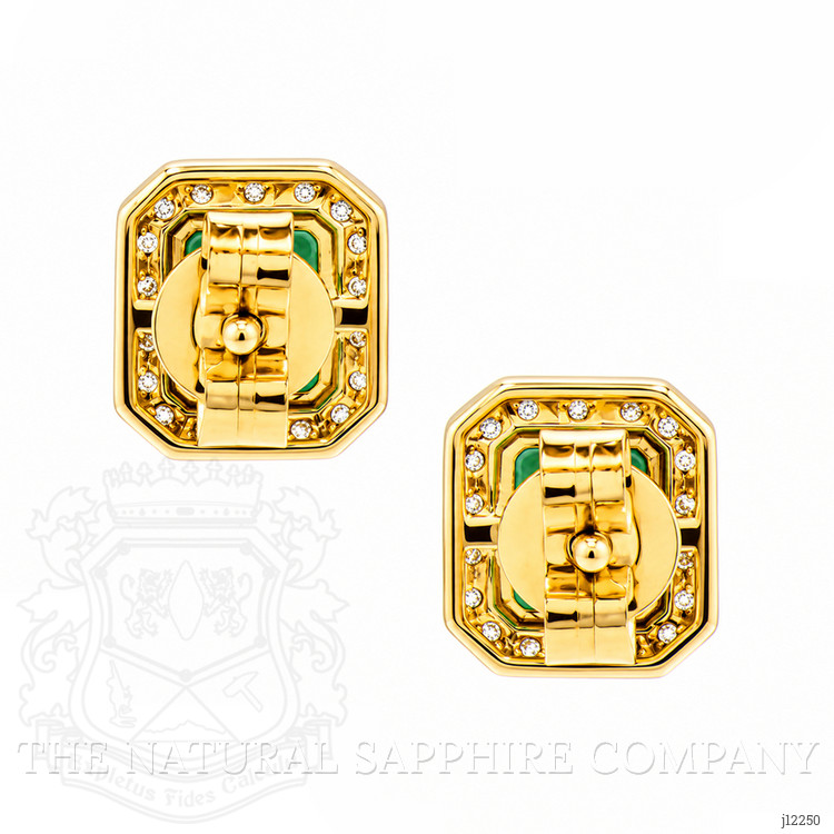 1.75 Ct.Tw. Emerald and Natural Diamond Studs Earrings, 18K Yellow Gold