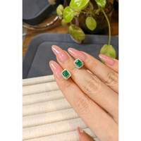 1.75&nbsp;Ct.Tw.Total Carat Weight Emerald and Natural Diamond Studs Earrings, 18K Yellow Gold Life Style
