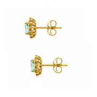 0.78&nbsp;Ct.Tw.Total Carat Weight Blue Paraiba Tourmaline and Natural Diamond Studs Earrings, 14K Yellow Gold Image