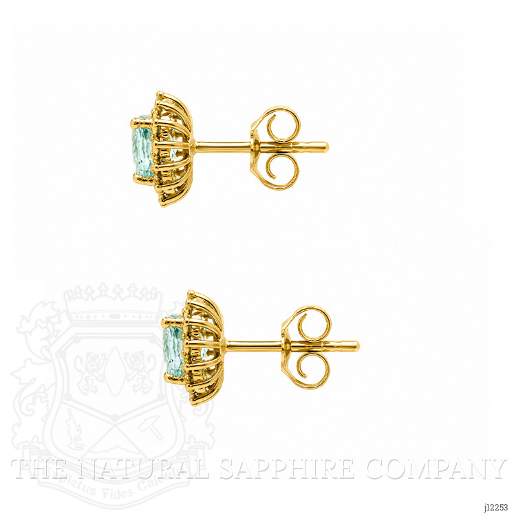 0.78 Ct.Tw. Blue Paraiba Tourmaline and Natural Diamond Studs Earrings, 14K Yellow Gold