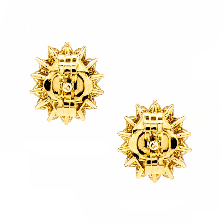 0.78 Ct.Tw. Blue Paraiba Tourmaline and Natural Diamond Studs Earrings, 14K Yellow Gold