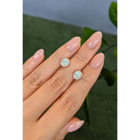 0.78 Ct.Tw.Total Carat Weight Blue Paraiba Tourmaline and Natural Diamond Studs Earrings, 14K Yellow Gold Life Style