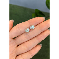 0.78 Ct.Tw.Total Carat Weight Blue Paraiba Tourmaline and Natural Diamond Studs Earrings, 14K Yellow Gold Life Style