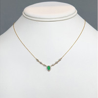 0.41 Ct. Emerald and Natural Diamond Pave Necklace, 14K Yellow Gold Life Style