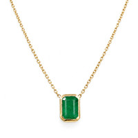 0.67 Ct. Emerald Bezel Necklace, 18K Yellow Gold Image