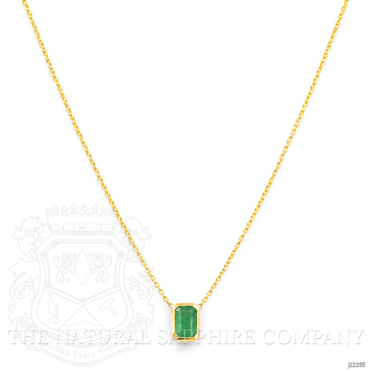 0.67 Ct. Emerald Bezel Necklace, 18K Yellow Gold