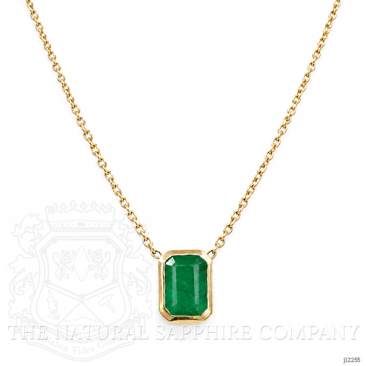 0.67 Ct. Emerald Bezel Necklace, 18K Yellow Gold