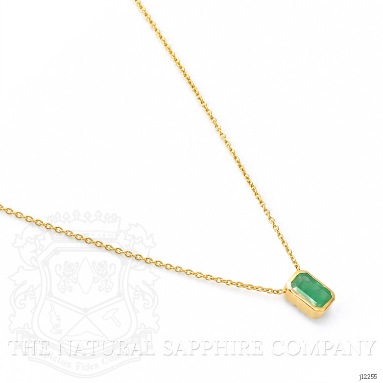 0.67 Ct. Emerald Bezel Necklace, 18K Yellow Gold