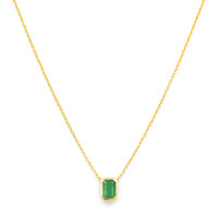 0.67 Ct. Emerald Bezel Necklace, 18K Yellow Gold Image