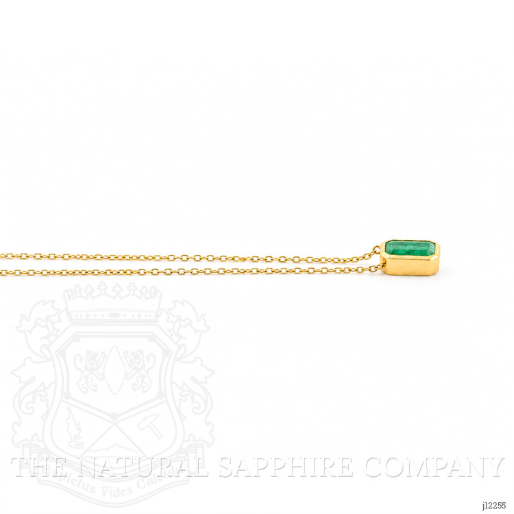 0.67 Ct. Emerald Bezel Necklace, 18K Yellow Gold