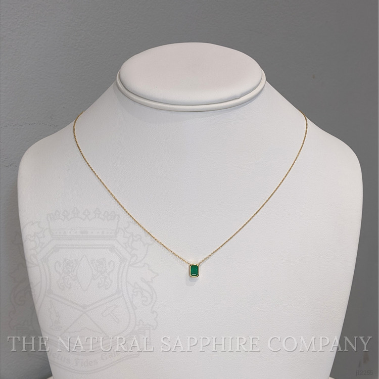 0.67 Ct. Emerald Bezel Necklace, 18K Yellow Gold