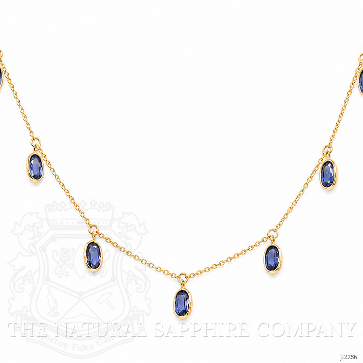 3.58 Ct. Blue Sapphire Bezel Necklace, 14K Yellow Gold