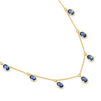 3.58 Ct. Blue Sapphire Bezel Necklace, 14K Yellow Gold Image