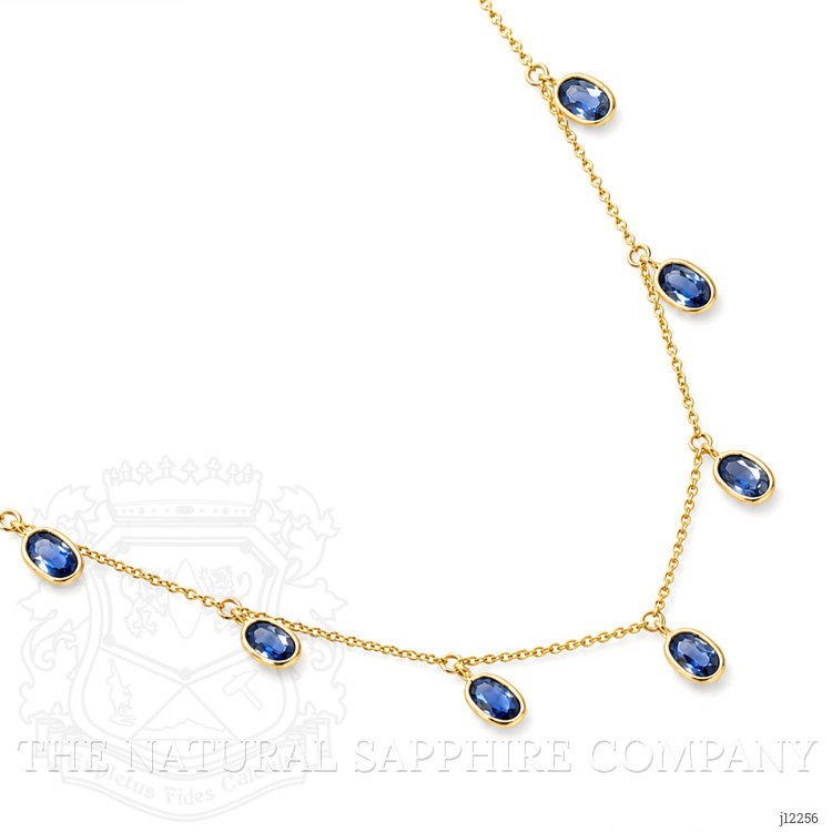3.58 Ct. Blue Sapphire Bezel Necklace, 14K Yellow Gold