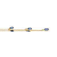 3.58 Ct. Blue Sapphire Bezel Necklace, 14K Yellow Gold Image