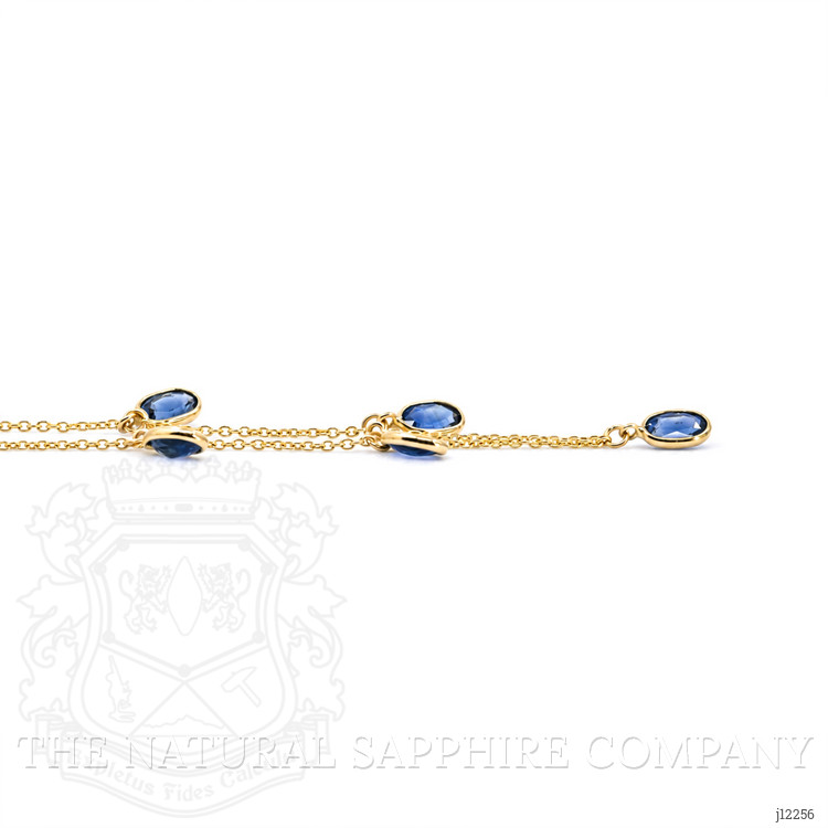 3.58 Ct. Blue Sapphire Bezel Necklace, 14K Yellow Gold