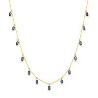 3.58 Ct. Blue Sapphire Bezel Necklace, 14K Yellow Gold Image