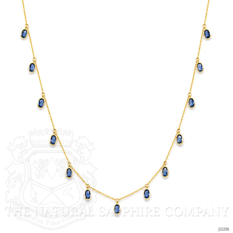 3.58 Ct. Blue Sapphire Bezel Necklace, 14K Yellow Gold