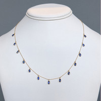 3.58 Ct. Blue Sapphire Bezel Necklace, 14K Yellow Gold Life Style