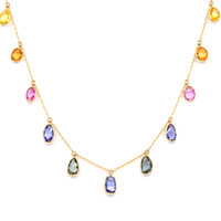 7.44 Ct. Sapphire 14K Yellow Gold necklace