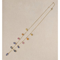 7.44 Ct. Multi Color Sapphire Bezel Necklace, 14K Yellow Gold Life Style