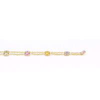 3.61 Ct. Multi Color Sapphire Bezel Necklace, 14K Yellow Gold Image