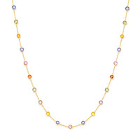 3.61 Ct. Multi Color Sapphire Bezel Necklace, 14K Yellow Gold Image