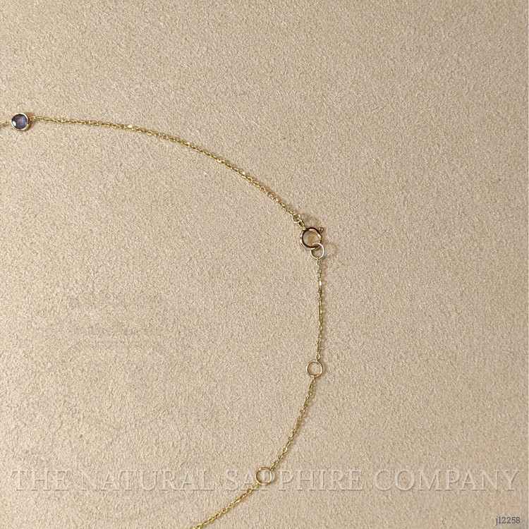 3.61 Ct. Multi Color Sapphire Bezel Necklace, 14K Yellow Gold