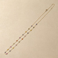 3.61 Ct. Multi Color Sapphire Bezel Necklace, 14K Yellow Gold Life Style