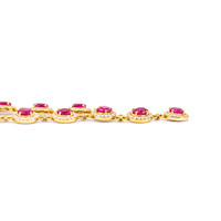 3.08 Ct. Ruby and Natural Diamond Pave Necklace, 14K Yellow Gold Image