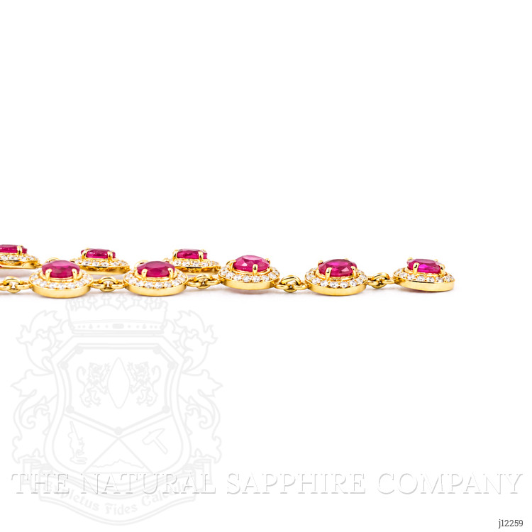 3.08 Ct. Ruby and Natural Diamond Pave Necklace, 14K Yellow Gold