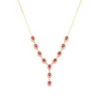 3.08 Ct. Ruby and Natural Diamond Pave Necklace, 14K Yellow Gold Image