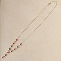 3.08 Ct. Ruby and Natural Diamond Pave Necklace, 14K Yellow Gold Life Style