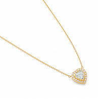 0.23 Ct. Blue Aquamarine and Natural Diamond Pave Necklace, 18K Yellow Gold Image