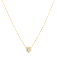 0.23 Ct. Blue Aquamarine and Natural Diamond Pave Necklace, 18K Yellow Gold Image