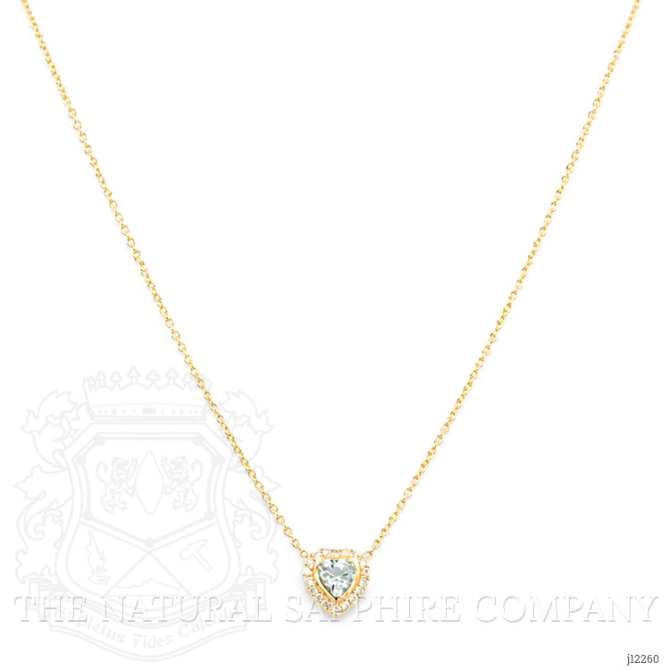 0.23 Ct. Blue Aquamarine and Natural Diamond Pave Necklace, 18K Yellow Gold