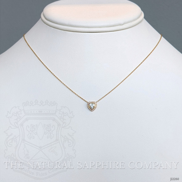0.23 Ct. Blue Aquamarine and Natural Diamond Pave Necklace, 18K Yellow Gold